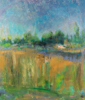 Abstract marsh landscape acrylic on canvas by South Carolina artist Alicia Leeke
