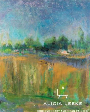 Abstract marsh landscape acrylic on canvas by South Carolina artist Alicia Leeke