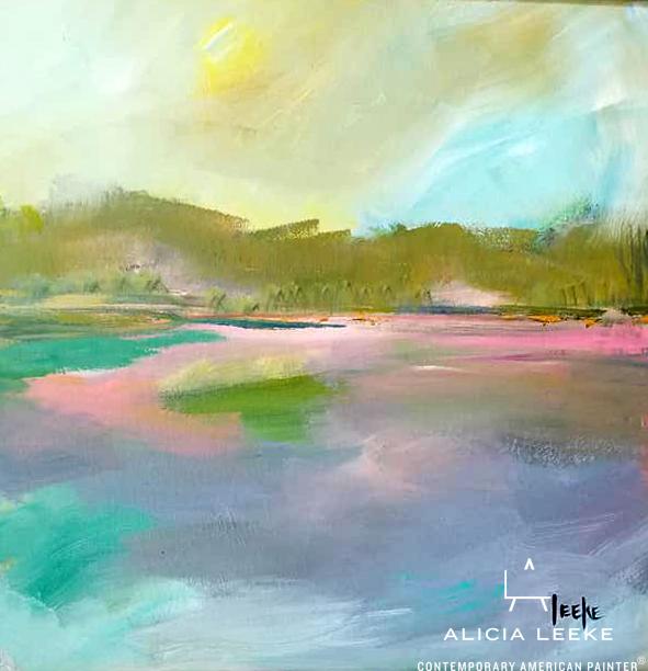 Contemporary abstract landscape acrylic on canvas by South Carolina artist Alicia Leeke
