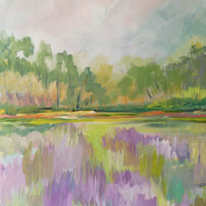 Modern impressionist abstract landscape acrylic on canvas by South Carolina artist Alicia Leeke