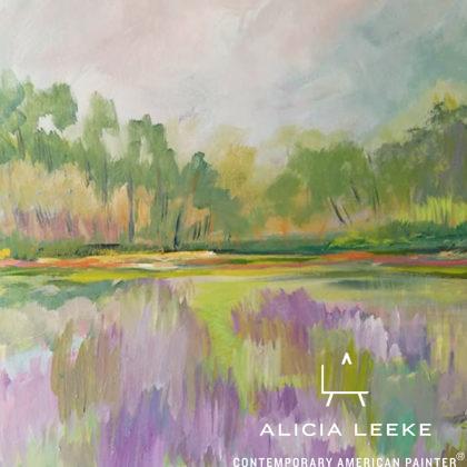 Modern impressionist abstract landscape acrylic on canvas by South Carolina artist Alicia Leeke