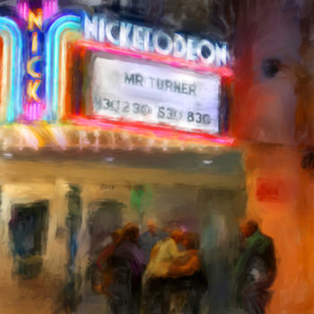 Commissioned painting of the Nickelodeon theater in downtown Columbia SC by contemporary American artist Alicia Leeke