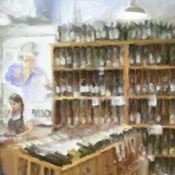 Commissioned impressionistic painting of a wine store by South Carolina artist Alicia Leeke