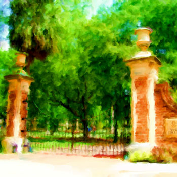 Commissioned painting of the University of South Carolina Horseshoe by contemporary American artist Alicia Leeke