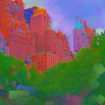 Commissioned painting of Central Park NY cityscape by contemporary American artist Alicia Leeke