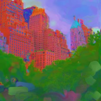 Commissioned painting of Central Park NY cityscape by contemporary American artist Alicia Leeke