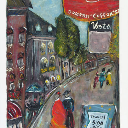 Nonnah's unframed print featuring the dessert-coffee shop in the Vista area of downtown Columbia, SC by South Carolina artist Alicia Leeke