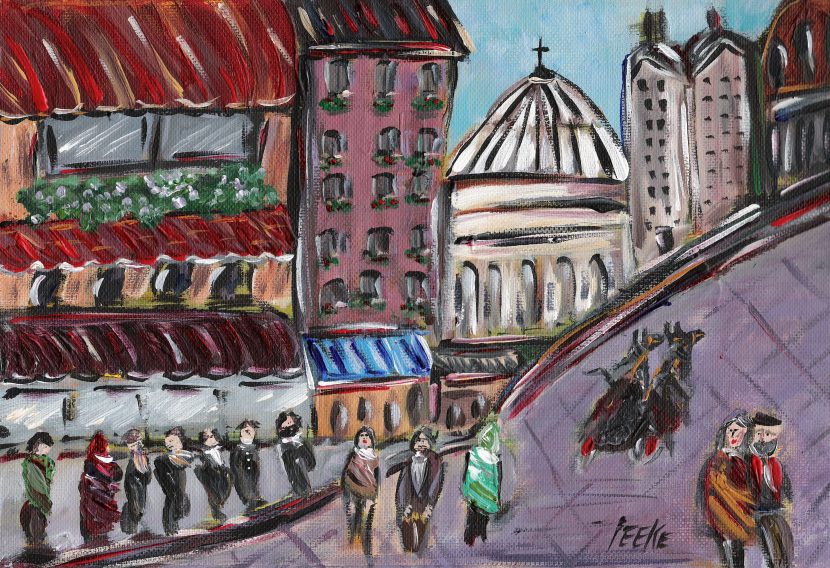 Attendre Vous in Paris unframed print of Paris cityscape by contemorary American painter Alicia Leeke