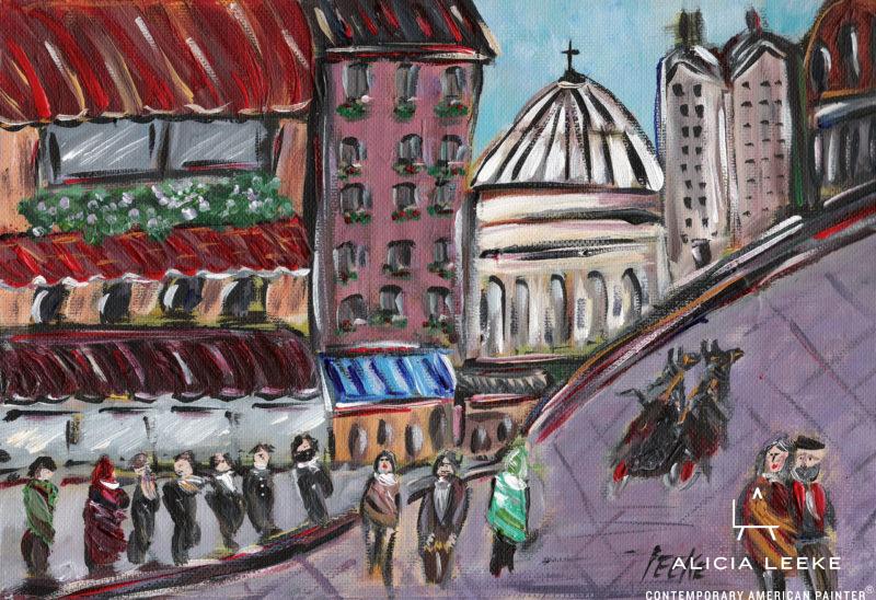Attendre Vous in Paris unframed print of Paris cityscape by contemorary American painter Alicia Leeke