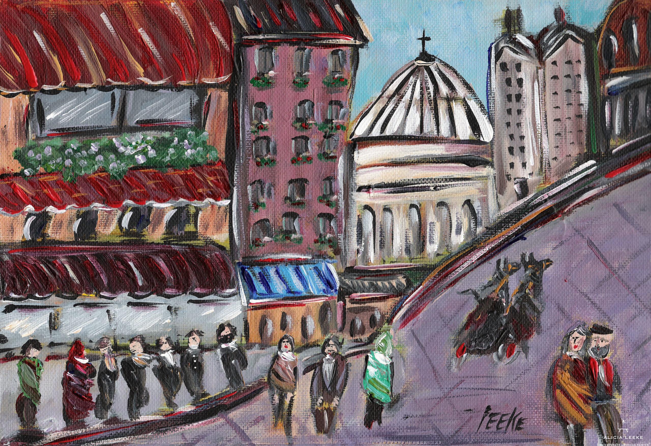 Attendre Vous in Paris unframed print of Paris cityscape by contemorary American painter Alicia Leeke