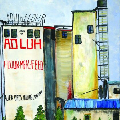 Unframed print of the Adluh Flour plant in downtown Columbia SC by South Carolina Artist Alicia Leeke