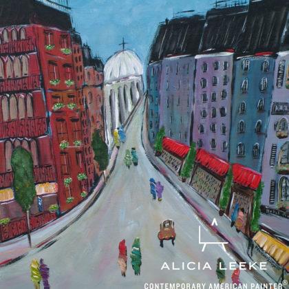 Bistro Street Scene unframed cityscape print by contemporary American painter Alicia Leeke