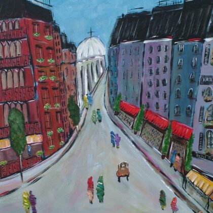 Bistro Street Scene unframed cityscape print by contemporary American painter Alicia Leeke