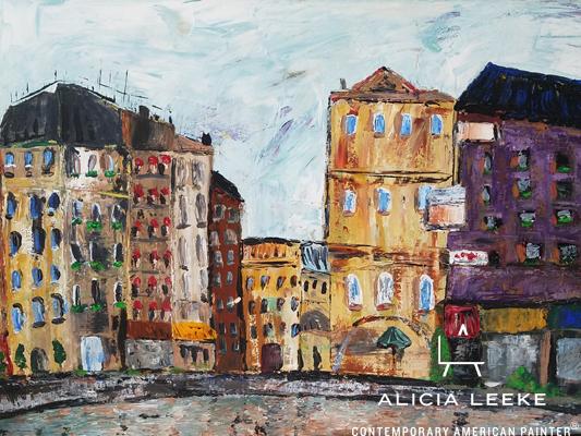 Bridge at Pont Nuef unframed print of a classic Parisian cityscape by contemporary American painter Alicia Leeke