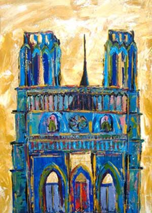 NOTRE DAME AT DAYBREAK unframed print of the Parisian landmark by contemporary American painter Alicia Leeke