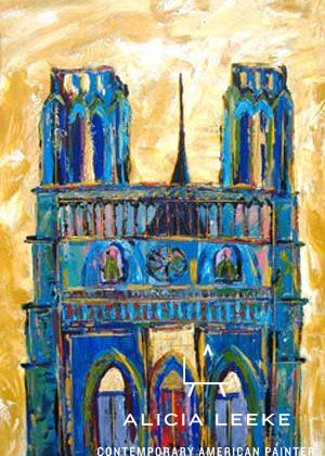 NOTRE DAME AT DAYBREAK unframed print of the Parisian landmark by contemporary American painter Alicia Leeke