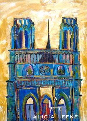NOTRE DAME AT DAYBREAK unframed print of the Parisian landmark by contemporary American painter Alicia Leeke