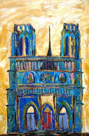 NOTRE DAME AT DAYBREAK unframed print of the Parisian landmark by contemporary American painter Alicia Leeke