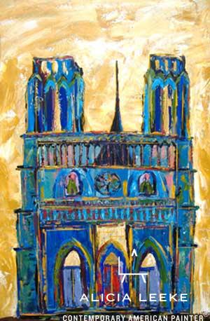 NOTRE DAME AT DAYBREAK unframed print of the Parisian landmark by contemporary American painter Alicia Leeke