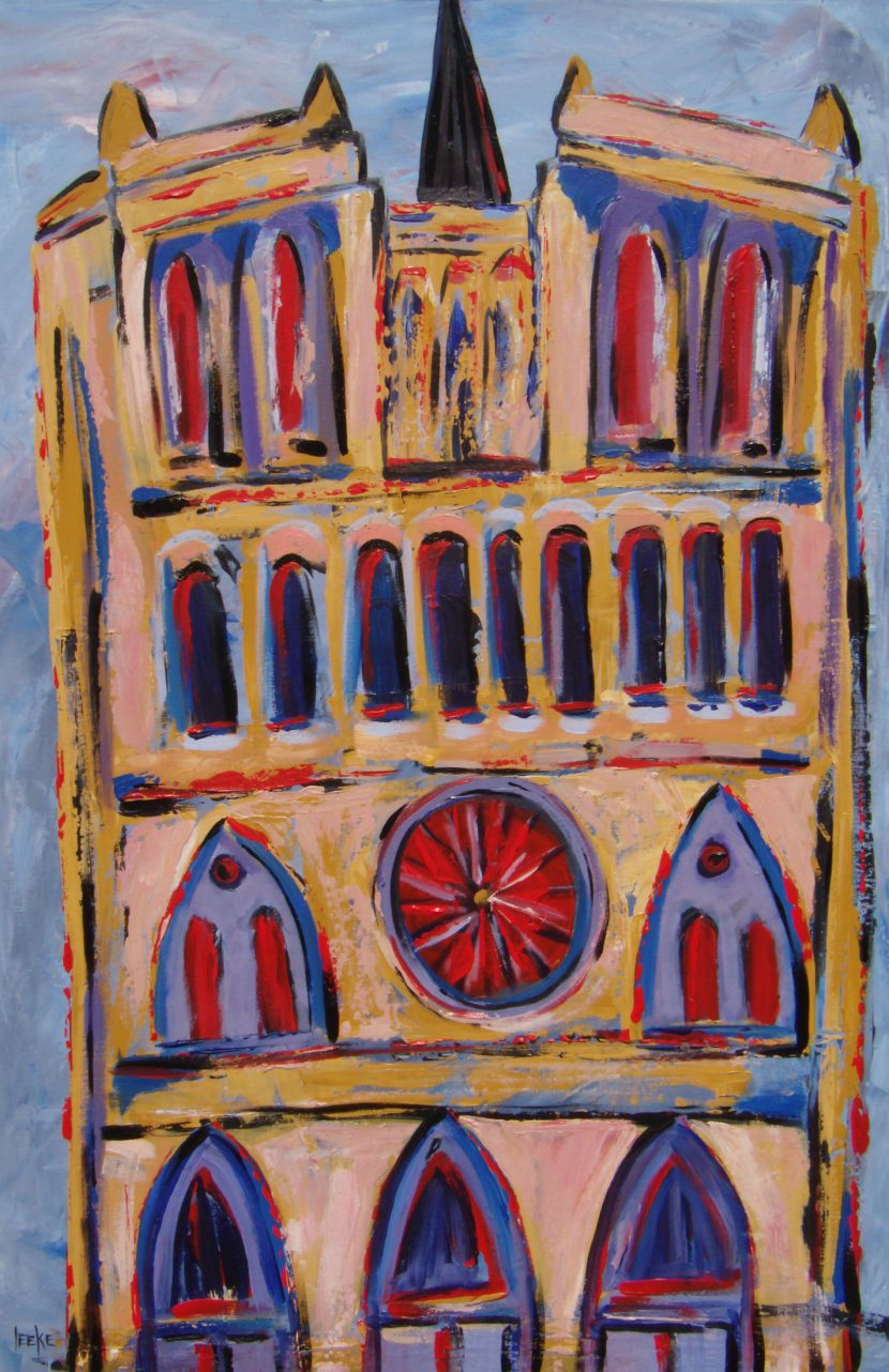 NOTRE DAME AT DUSKunframed print of the Parisian landmark by contemporary American painter Alicia Leeke