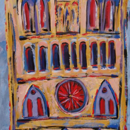 NOTRE DAME AT DUSKunframed print of the Parisian landmark by contemporary American painter Alicia Leeke