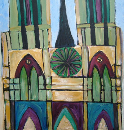 NOTRE DAME AT NOON unframed print of the Parisian landmark by contemporary American painter Alicia Leeke