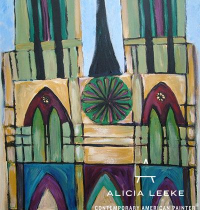 NOTRE DAME AT NOON unframed print of the Parisian landmark by contemporary American painter Alicia Leeke