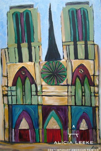 NOTRE DAME AT NOON unframed print of the Parisian landmark by contemporary American painter Alicia Leeke