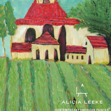 Tuscan Villa unframed print features an Italian villa with red roof by contemporary painter Alicia Leeke