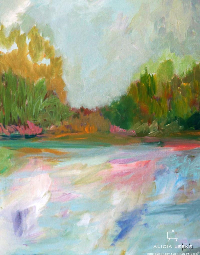 Coastal Abstract Landscape acrylic on canvas by South Carolina Artist Alicia Leeke