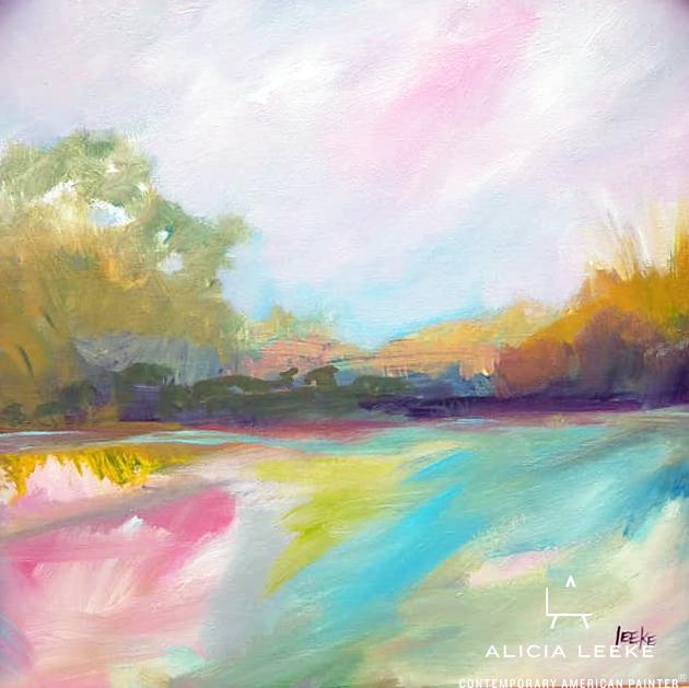 Coastal abstract landscape fine art painting by South Carolina artist Alicia Leeke