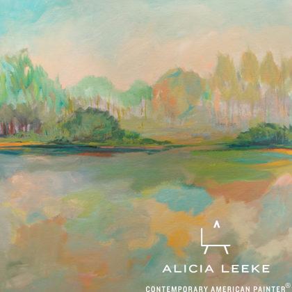 Expressionism abstract landscape acrylic on canvas by contemporary American painter Alicia Leeke