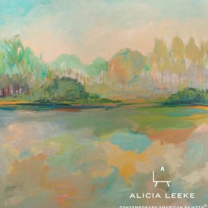 Expressionism abstract landscape acrylic on canvas by contemporary American painter Alicia Leeke