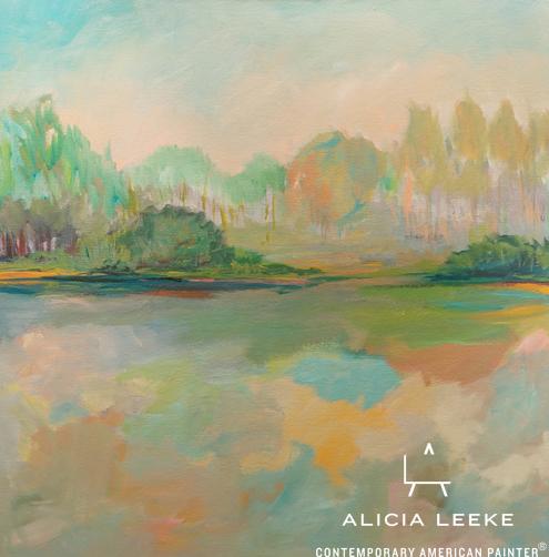 Expressionism abstract landscape acrylic on canvas by contemporary American painter Alicia Leeke