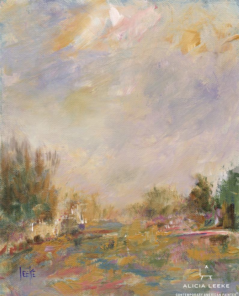 Abstract coastal landscape acrylic on canvas by South Carolina artist Alicia Leeke