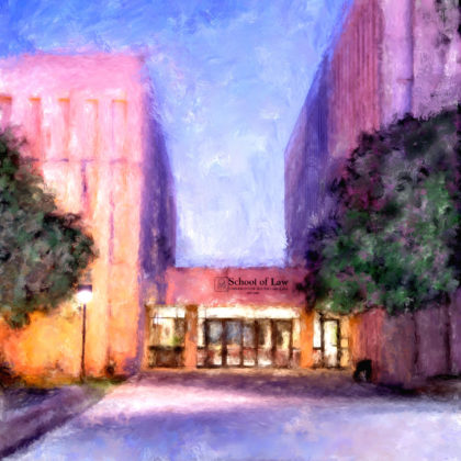 Impressionistic digital mixed media of the University of South Carolina old Law School by SC artist Alicia Leeke