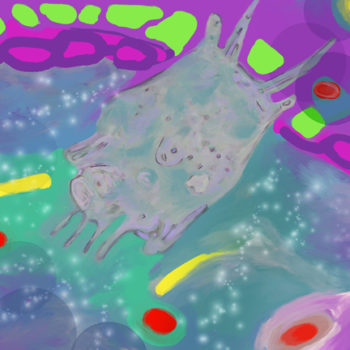 Plankton digital mixed media artwork by Contemporary American Painter Alicia Leeke