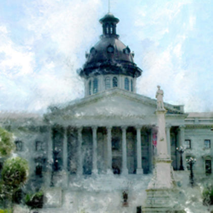 Digital mixed media of the SC Capitol in Columbia by contemporary American artist Alicia Leeke