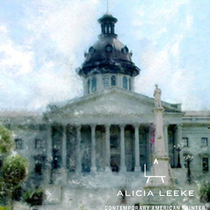 Digital mixed media of the SC Capitol in Columbia by contemporary American artist Alicia Leeke