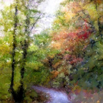 Digital mixed media of the Foothills near Brevard NC by contemporary American artist Alicia Leeke