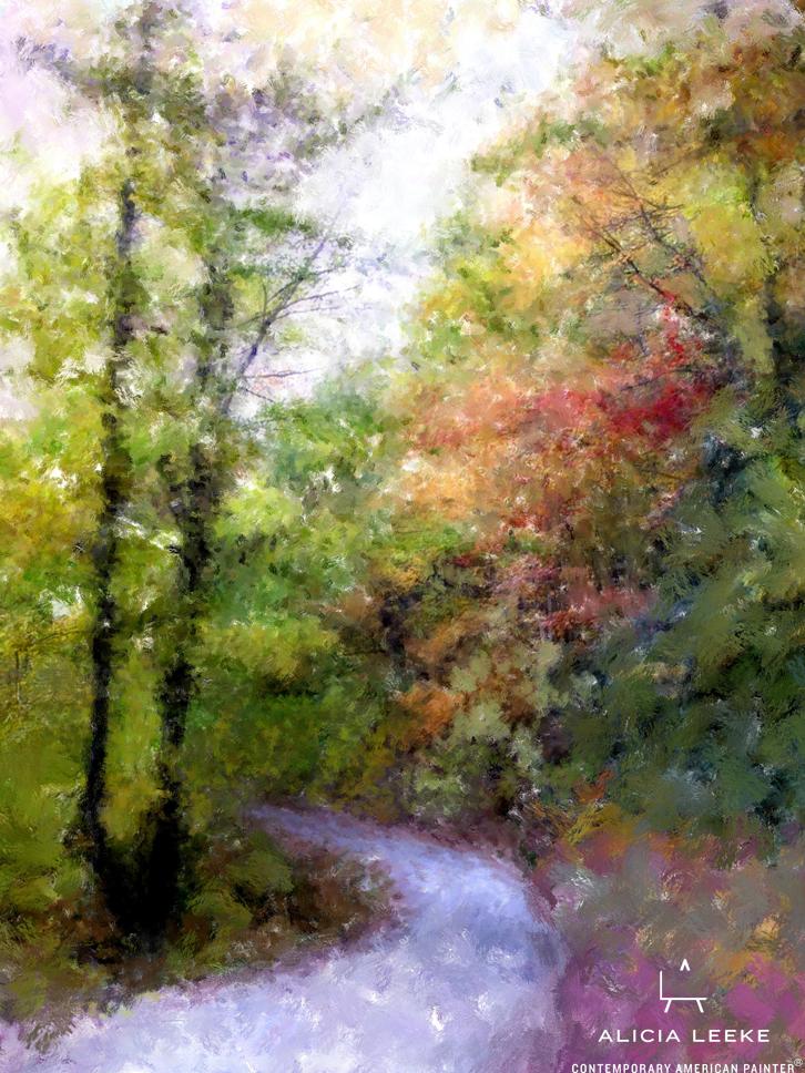 Digital mixed media of the Foothills near Brevard NC by contemporary American artist Alicia Leeke